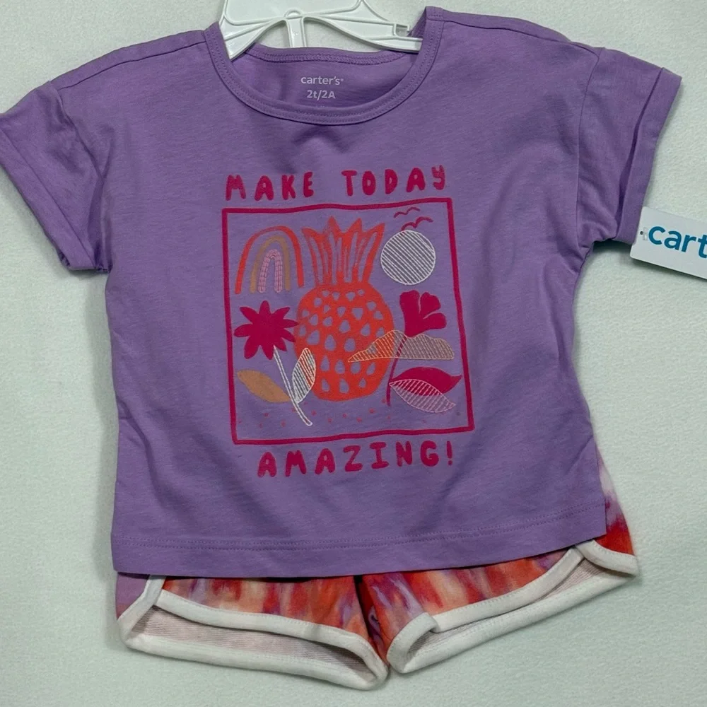 Toddler Girl 2T Bundle - Carter's 2-Pc Top/Short Set & Okie Dokie Dress - NWT